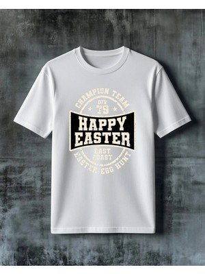 Comvicho Happy Easter Champagne Term Baskılı Oversize Tişört