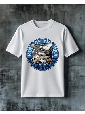 Comvicho Great White Shark Kof Tasarim Baskılı Oversize Tişört