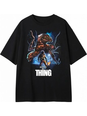Comvicho The Thing 2 Baskılı Siyah Tişört