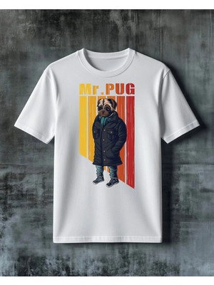 Comvicho Mr Pug Kopek Ilustrasyon Baskılı Oversize Tişört