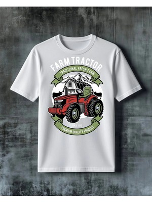 Comvicho Traditional Farm Kirmizi Baskılı Oversize Tişört