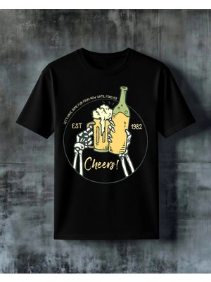 Comvicho Cheers Bira Seslendirmesi Baskılı Oversize Tişört
