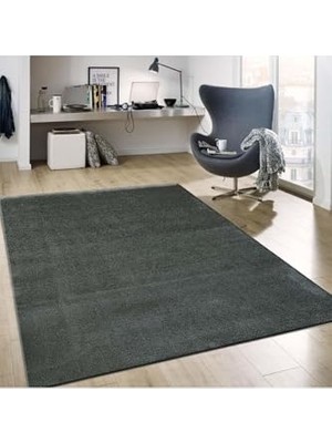 Esranın Dünyası Koyu Gri Mikro Polyester Kaymaz Taban Shaggy Halı, 100 x 100