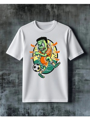 Comvicho Futbol Zombi Canli Illus Baskılı Oversize Tişört