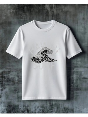 Comvicho Surf Club Dalga Baskılı Oversize Tişört