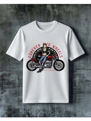 Comvicho Forever Two Wheels Harley Baskılı Oversize Tişört
