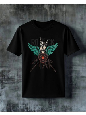 Comvicho Roll Rock Kanat El Baskılı Oversize Tişört
