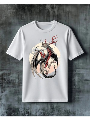 Comvicho Noel Baba Geyik Demon Baskılı Oversize Tişört