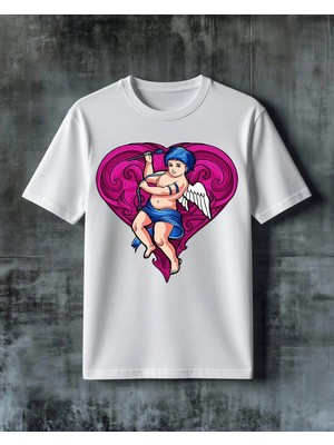Comvicho Cupid Kalp Baskılı Oversize Tişört