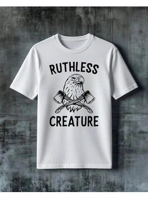 Comvicho Ruthless Creature Kartal Balta Baskılı Oversize Tişört