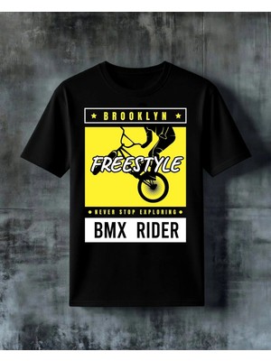 Comvicho Brooklyn Freestyle Bmx Rider Baskılı Oversize Tişört