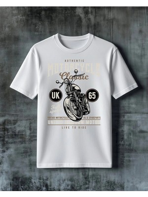 Comvicho Authentic Motorcycle Vintage Baskılı Oversize Tişört