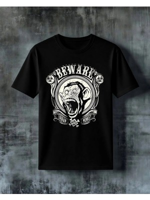 Comvicho Beware Urban Monkey Baskılı Oversize Tişört