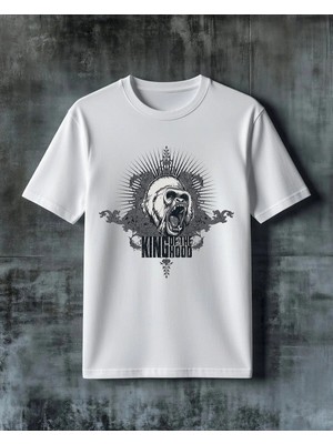 Comvicho King Of Hood Agir Metal Baskılı Oversize Tişört