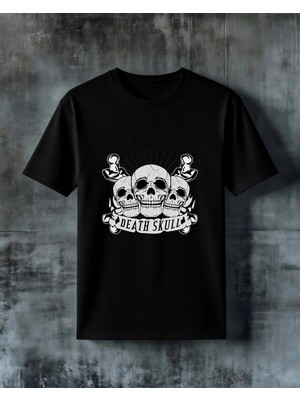 Comvicho Death Skull Kafatasi Baskılı Oversize Tişört