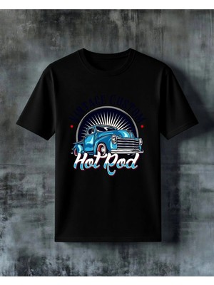 Comvicho Vintage Custom Hot Rod Baskılı Oversize Tişört