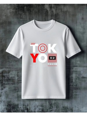 Comvicho Tokyo Kirmizi Tasarim Baskılı Oversize Tişört