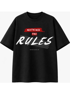 Comvicho Nothıng The Rules Baskılı Siyah Tişört