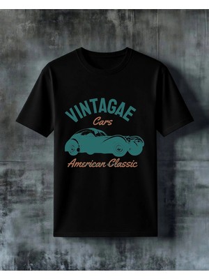 Comvicho Vintage Cars Baskılı Oversize Tişört