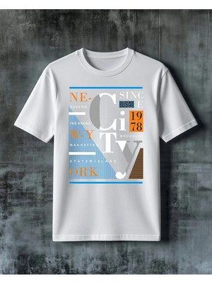 Comvicho Newyork Usa Poster Baskılı Oversize Tişört