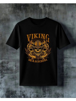 Comvicho Viking Warrior Baskılı Oversize Tişört