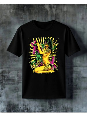 Comvicho Pop Art Kadin Dovme Baskılı Oversize Tişört