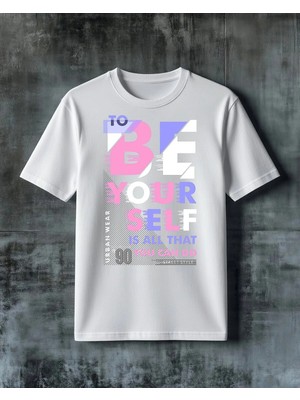 Comvicho To Be Yourself S Stil Baskılı Oversize Tişört