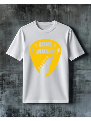 Comvicho Love Music Gitar Pua Baskılı Oversize Tişört
