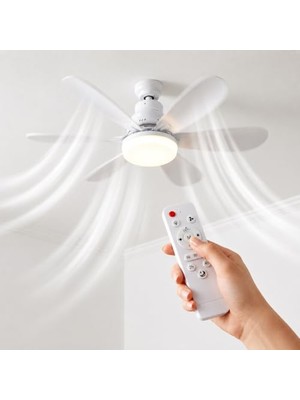 Esranın Dünyası 40W Tavan Tipi Fan Uzaktan Kumandalı LED Aydınlatmalı 52 cm Pervane 3 Kademeli Hız Ayarlı Beyaz Doğal Sıcak Işık,zamanlayıcılı Sessiz, Hafıza Fonksiyonlu Ekonomik Versiyon | (V40W - Beyaz)          [e