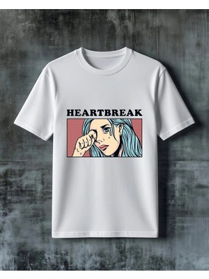 Comvicho Heartbreak Kadin Yas Baskılı Oversize Tişört