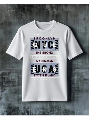 Comvicho Brooklyn Manhattan Baskılı Oversize Tişört