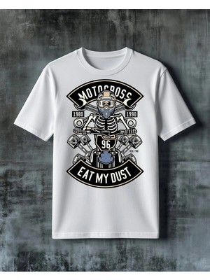 Comvicho Motocross Eat My Dust Baskılı Oversize Tişört