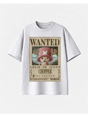 Comvicho Wanted Chopper Baskılı Beyaz Tshirt