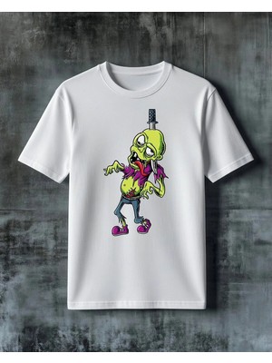 Comvicho Zombie Sarki Baskılı Oversize Tişört