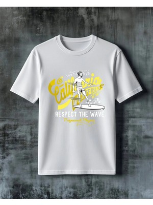 Comvicho California Surfing Baskılı Oversize Tişört
