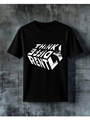 Comvicho Think Geometrik Baskılı Oversize Tişört