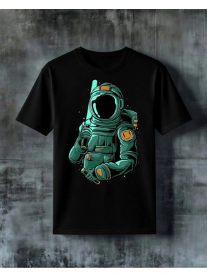 Comvicho Astronot Uzay 7 Baskılı Oversize Tişört