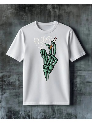 Comvicho Relax Iskelet El Baskılı Oversize Tişört