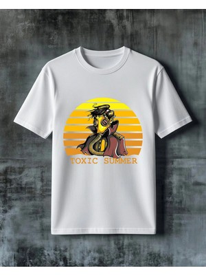 Comvicho Toxic Summer Gas Mask Baskılı Oversize Tişört