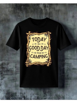 Comvicho Today Good Day Camping Baskılı Oversize Tişört
