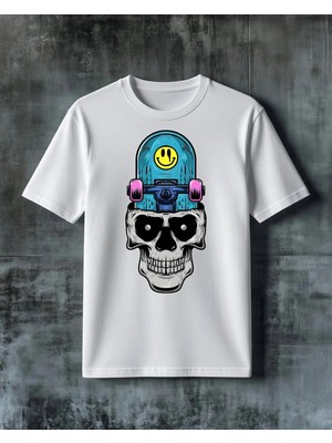 Comvicho Kuru Kafa Dj Smiley Baskılı Oversize Tişört
