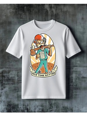 Comvicho Old Time Batter Vintage Baskılı Oversize Tişört