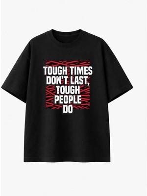 Comvicho Tough Tımes Baskılı Siyah Tişört