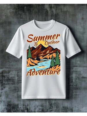 Comvicho Summer Outdoor Adventure Baskılı Oversize Tişört