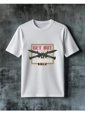 Comvicho Get Out Silah Tasarimi Baskılı Oversize Tişört