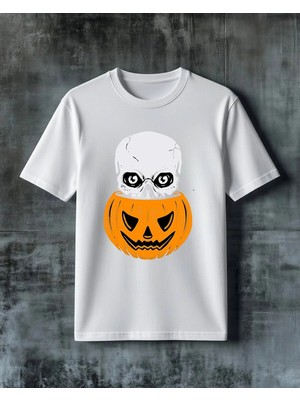 Comvicho Halloween Kafatasi Baskılı Oversize Tişört