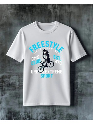 Comvicho Freestyle Bisiklet 4 Baskılı Oversize Tişört