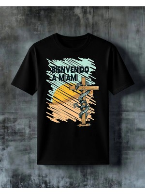 Comvicho Bienvenido Miami Yilan Hac Baskılı Oversize Tişört