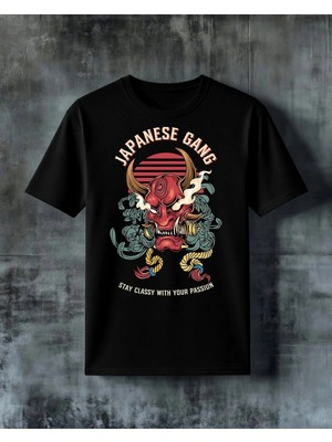 Comvicho Japanese Game Iblis Kafa Baskılı Oversize Tişört
