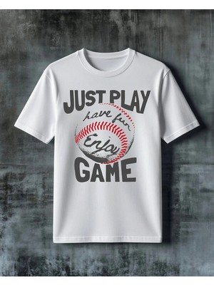 Comvicho Just Play Baseball Baskılı Oversize Tişört